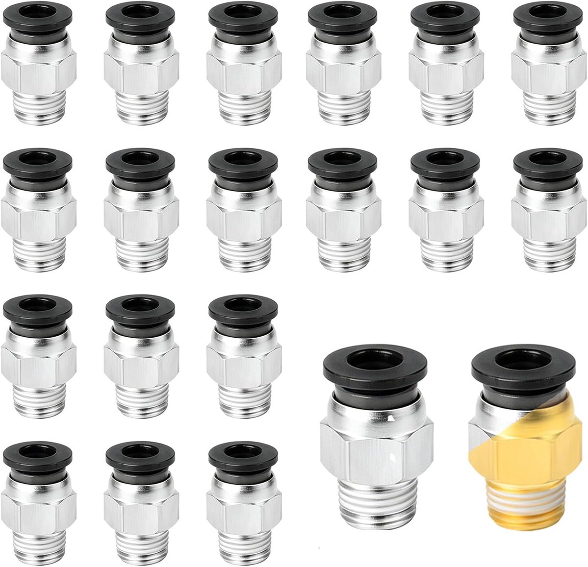 Snelkoppeling 4mm PTFE Slang - 1/8 Inch Mannelijk Draad - Zwart - Voor 3D Printers en Perslucht - SnelShoppen
