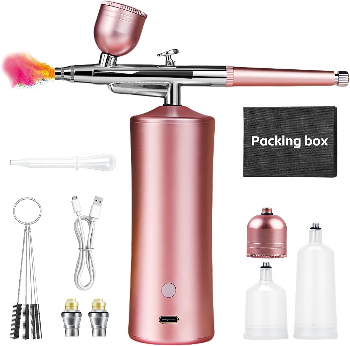 Airbrush Kit met Compressor - Draagbaar USB Oplaadbaar - Dual Action voor Nagels - Ideaal voor Nail Art en Tattoos - SnelShoppen
