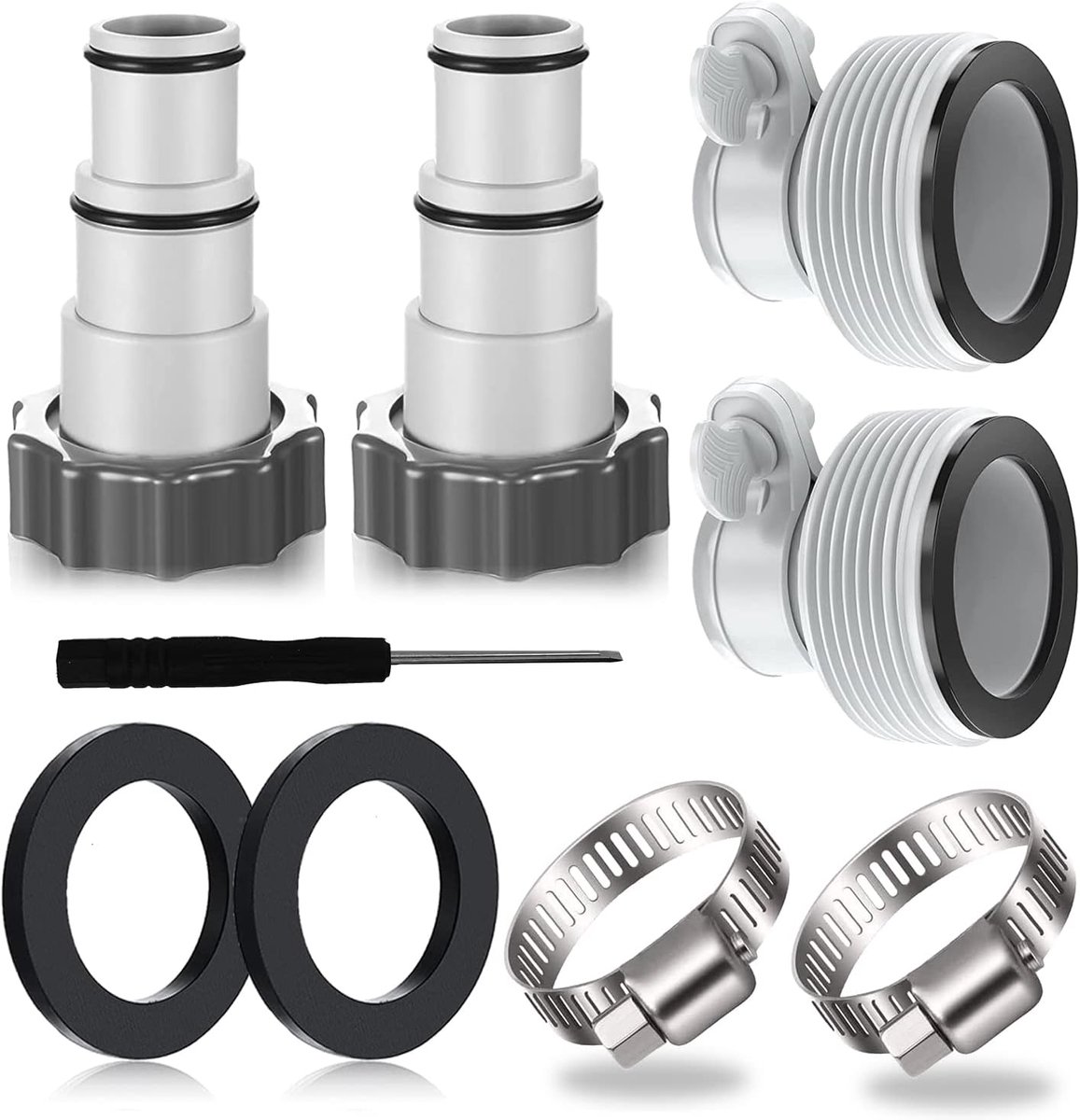 Zwembadslangadapter set van 4 - Voor pompen met diameter 32 en 38 mm - Corrosiebestendig kunststof - SnelShoppen