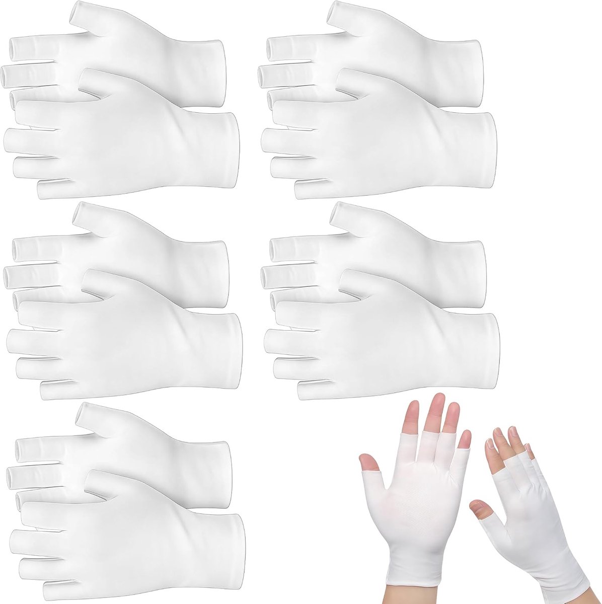 Vingerloze handschoenen katoen wit - rekbare elastaanmix - voor neurodermitis vochtverzorging - SnelShoppen