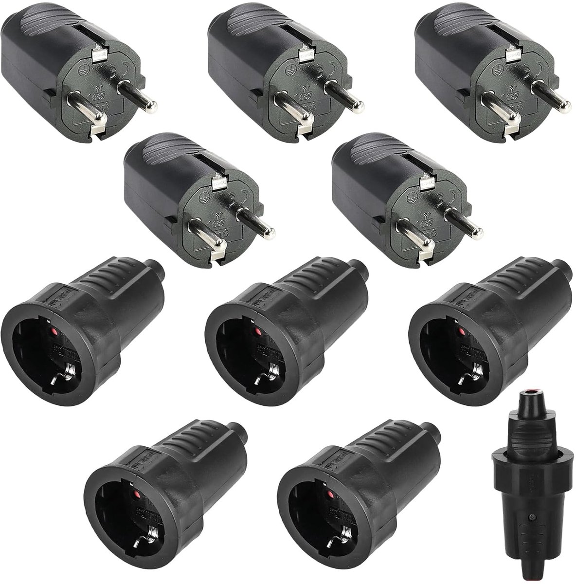 Schuko Outdoor Plug Coupling 250V 16A - Rubber Coupling Set - IP54 Waterdicht - Voor veilig gebruik buiten - SnelShoppen