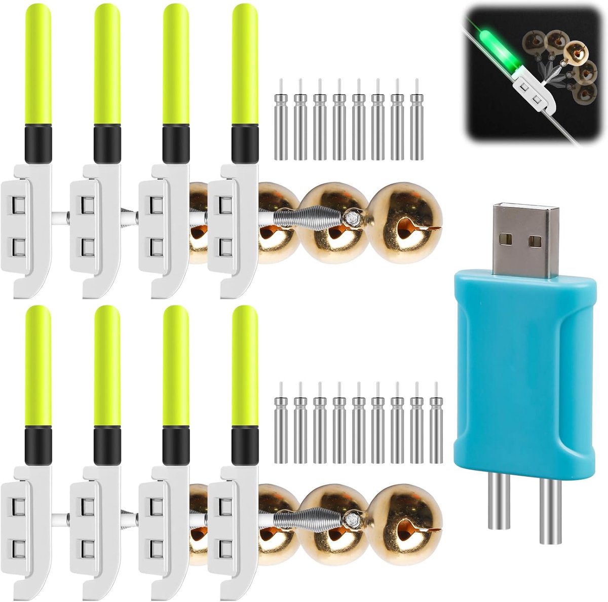 Bite indicatoren set van 8 - Nachtlampje - Waterdichte lichtstokken - Ideaal voor nachtvissen - SnelShoppen