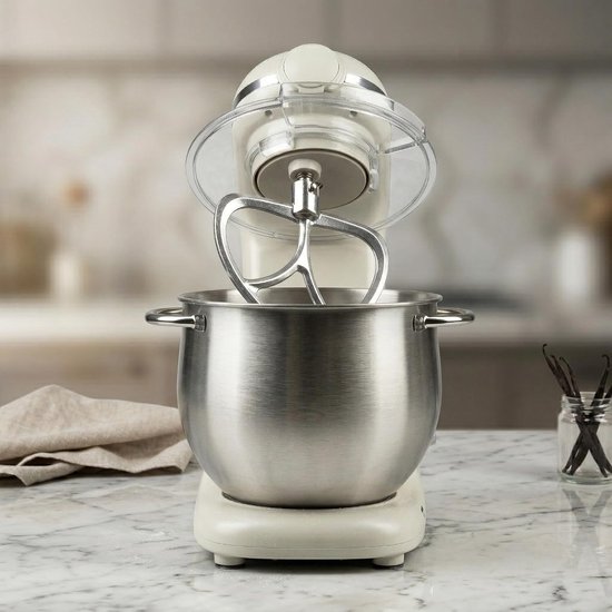 Kneedmachine - Keukenmachine Planetaire Mixer - Brooddeeg Maken - Grote 8L Kom - 8 Liter - Beige — afbeelding 3