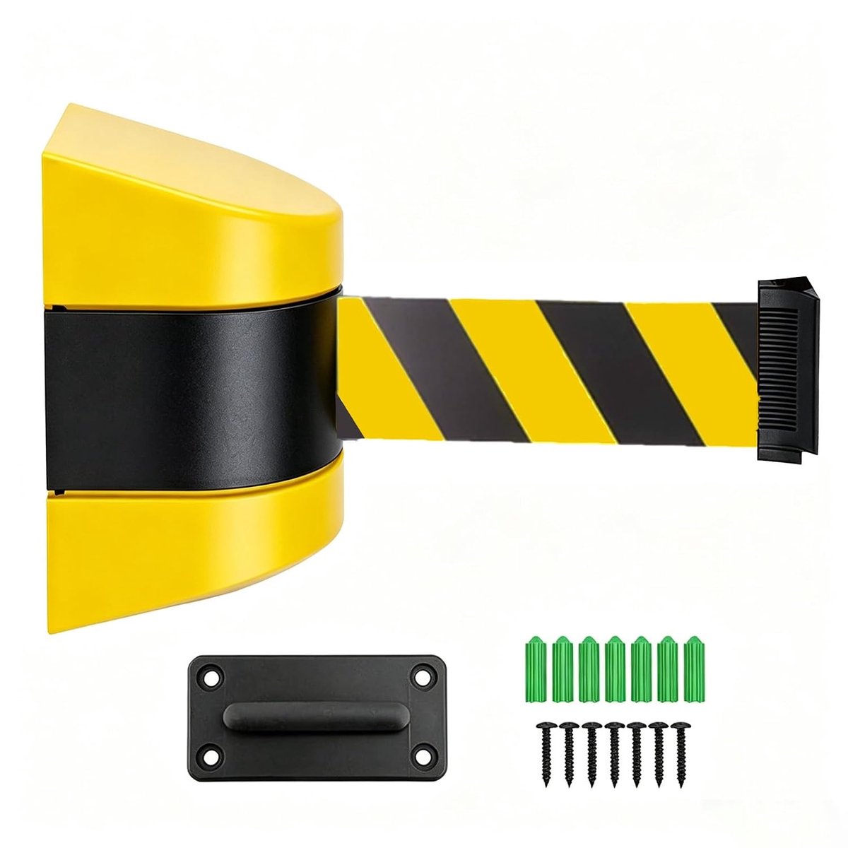 Afsluitband uittrekbaar 5 m - wandmontage zonder boren - zelfoprolend - veiligheidsband voor parkeerplaats - SnelShoppen