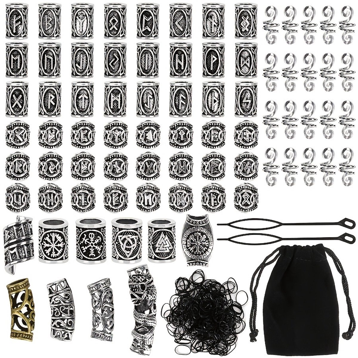 Baard- en dreadlock kralen - 80 stuks viking stijl decoratieve kralen voor haar en baard, geschikt voor mannen en vrouwen