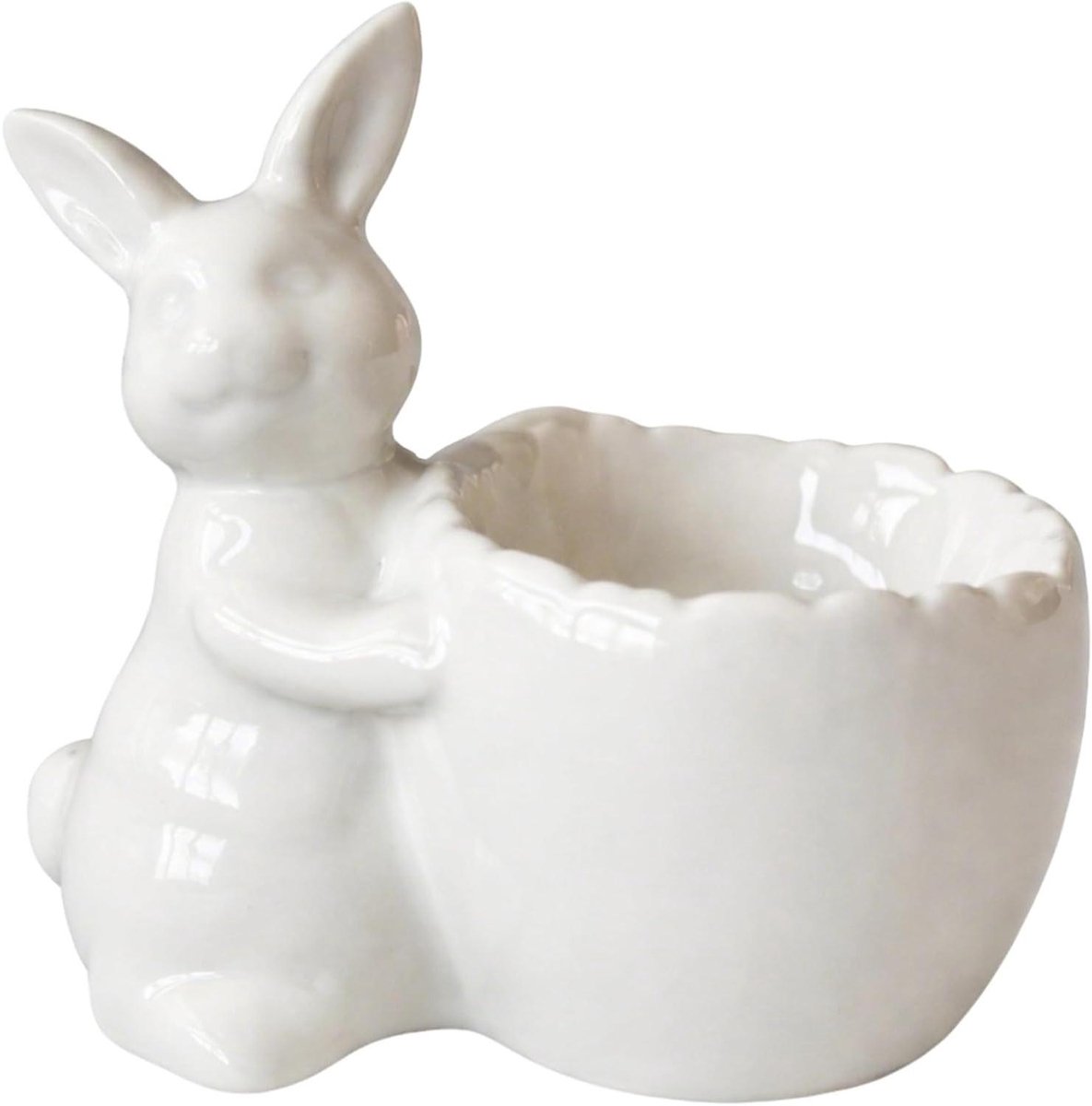 Eierbeker Konijn - Ei Houder - Ontbijt Serveren - Vertederend Uiterlijk - 4 x 4.7 x 6.6 cm - Wit