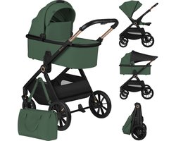 Lionelo Layla 2in1 Kinderwagen XXL Set – Reiswieg & Wandelwagen – Grote All-Terrain Wielen met Vering – XXL Zitje tot 22 kg – Panoramische 3D-Ventilatie – AiryDots Matras – Eenhandige Bediening – UPF50+ – Complete Accessoireset