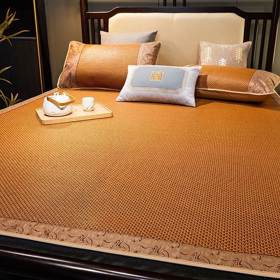 Zomer bamboe mat - Koelmat rotan - Warm weer slapen - Dubbelzijdig ontwerp - 100 x 190 cm - Natuurlijk — afbeelding 2