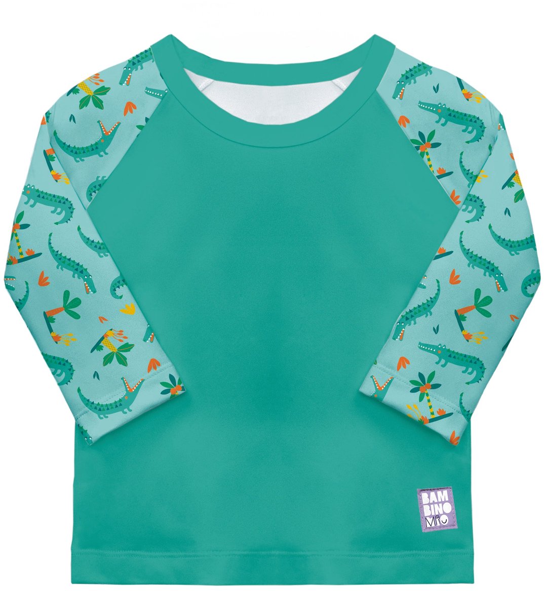 Baby UV-zwemshirt UPF 40+ met lange mouwen - motief met sluwe krokodillen