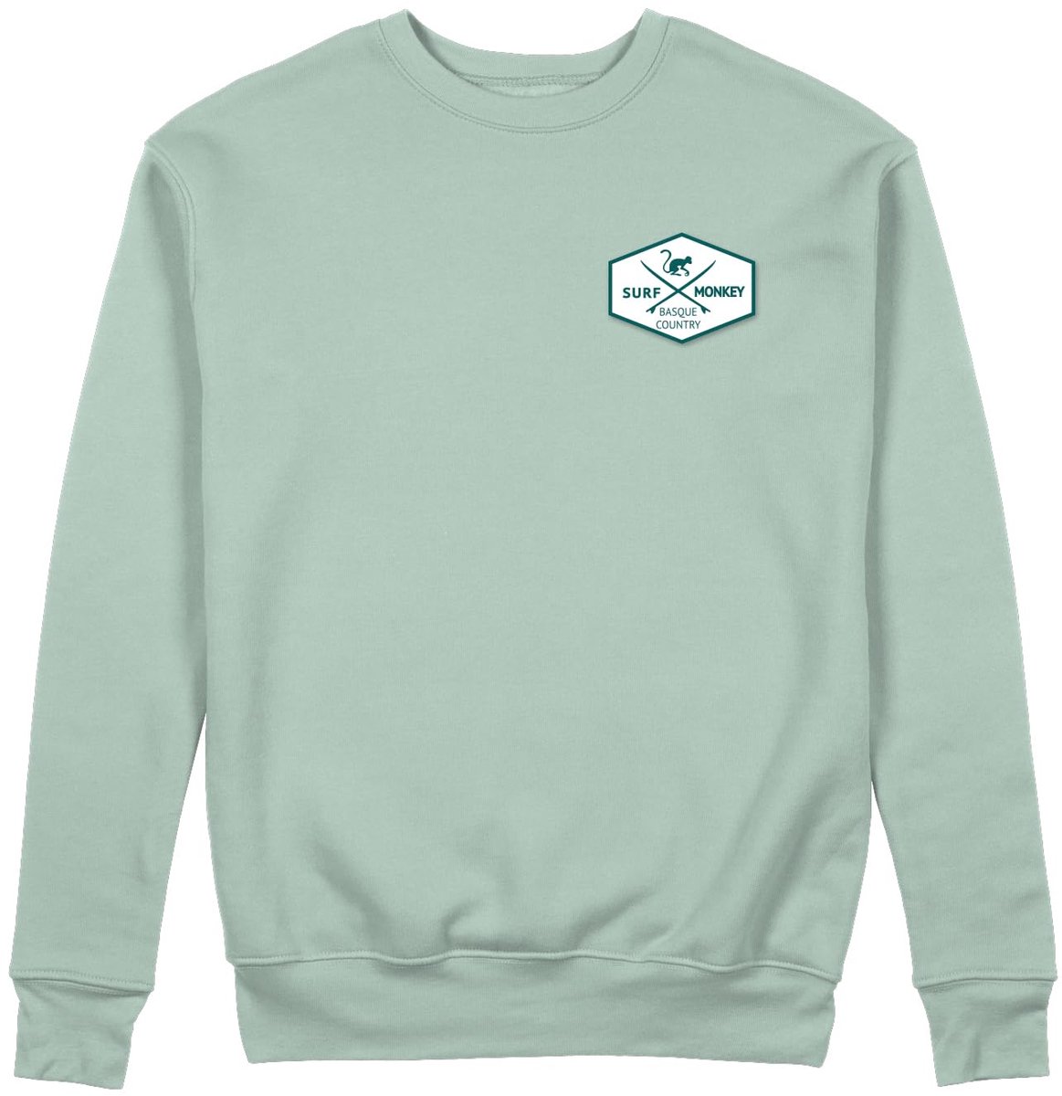 Sweatshirt met patches - Ronde hals / Volwassenen (Sage - M)