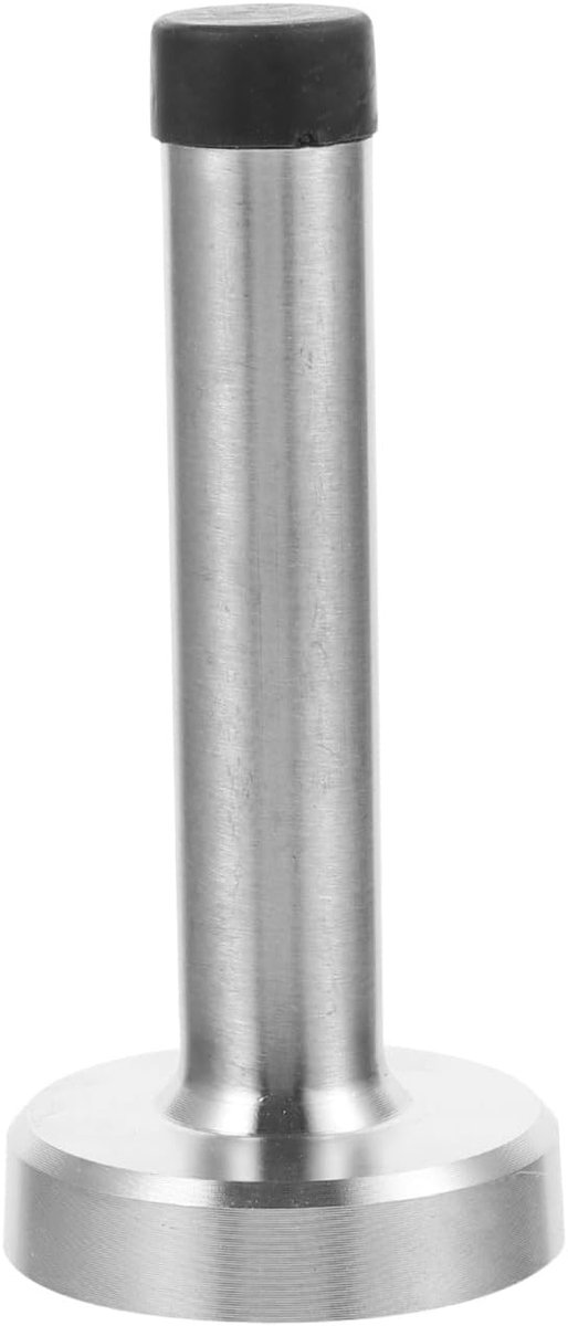 Deurstopper Roestvrij Staal - Deurhouder Muurbeschermer - Bescherming Deur Wand - Geluidsdempende Rubberpunt - 9.5X4.3cm - Zilver
