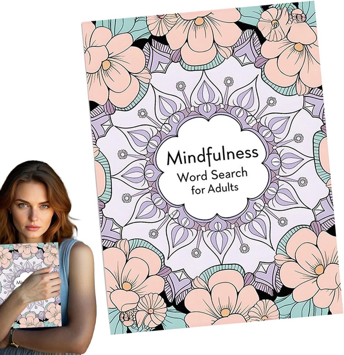 Woordzoekboeken - Hersenoefening Puzzels - Ontspanning en Rust - Mindfulness Oefeningen - 21 x 28.5 cm - Mandala Bloem
