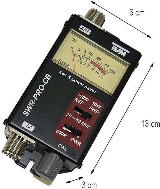 SWR Meter - Radio Meter - CB Radio Meten - Groot Bereik - 130x60x35 mm - Zwart — afbeelding 4