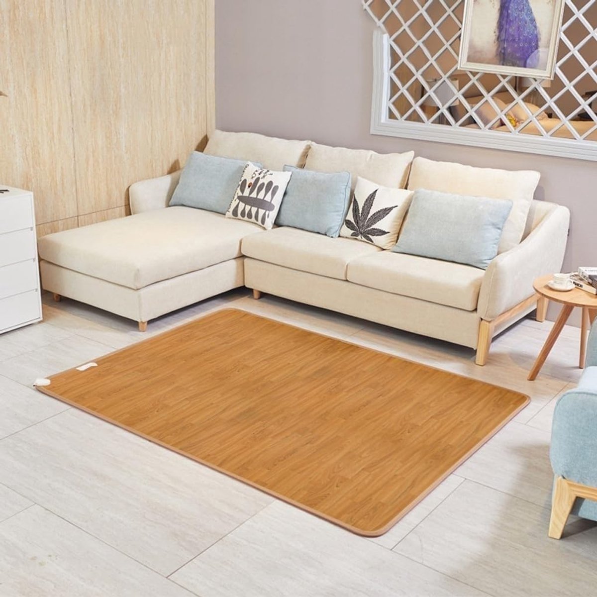Verwarmd Tapijt - Vloerverwarming Mat - Voeten Warm Houden - Regelbare Temperatuur - 50x80cm - Grijs