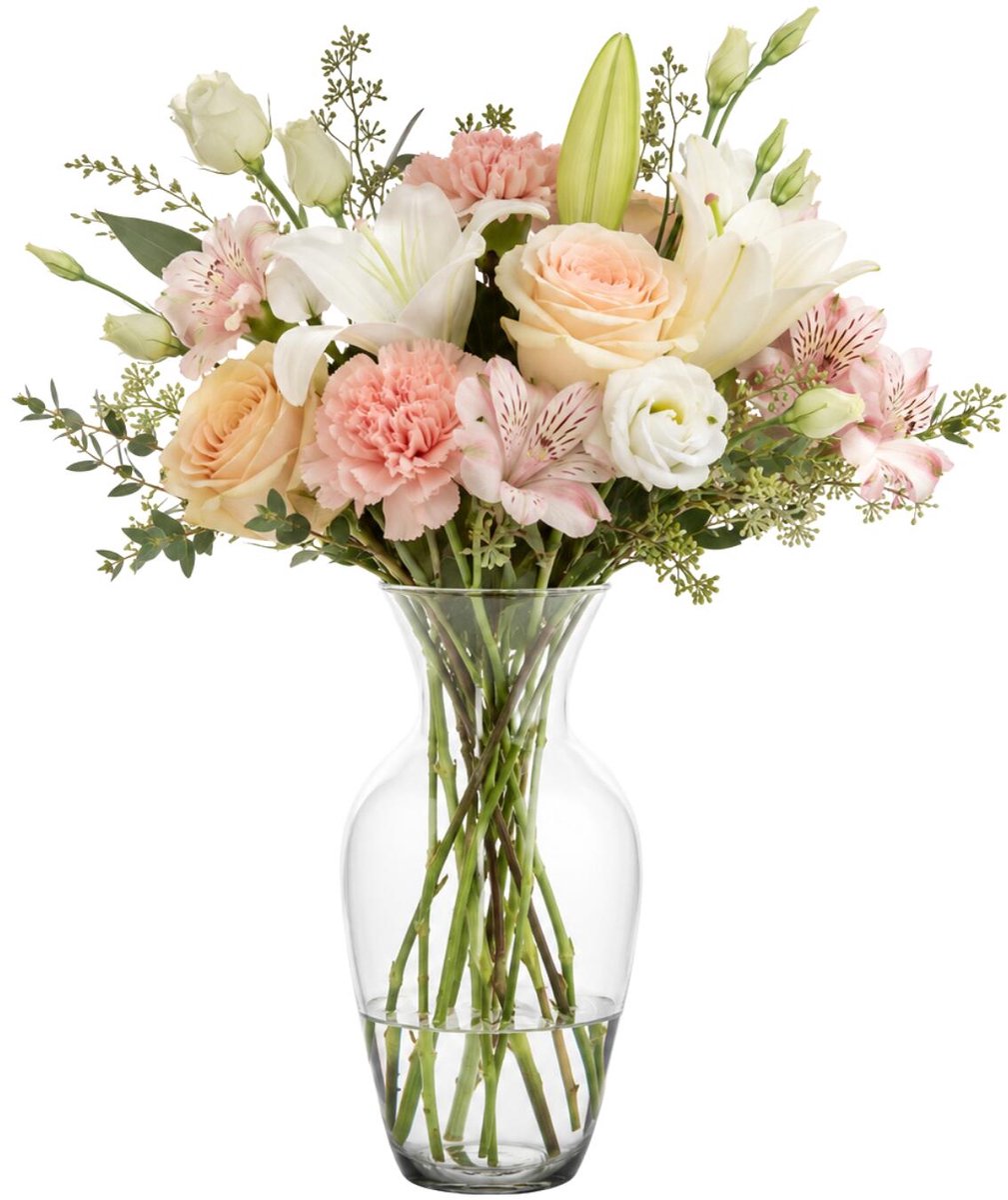 Natural Living Bloemenvaas Camellia - trompet vaas model - transparant glas - 28 x 42 cm