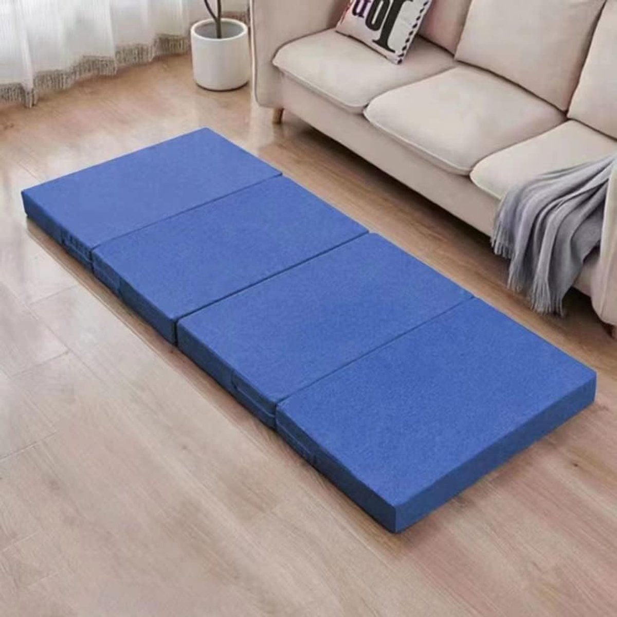 Vouwmatras - Opklapbed Matras - Comfortabel Slapen - Antislip Bodem - Dikke Vulling - Blauw