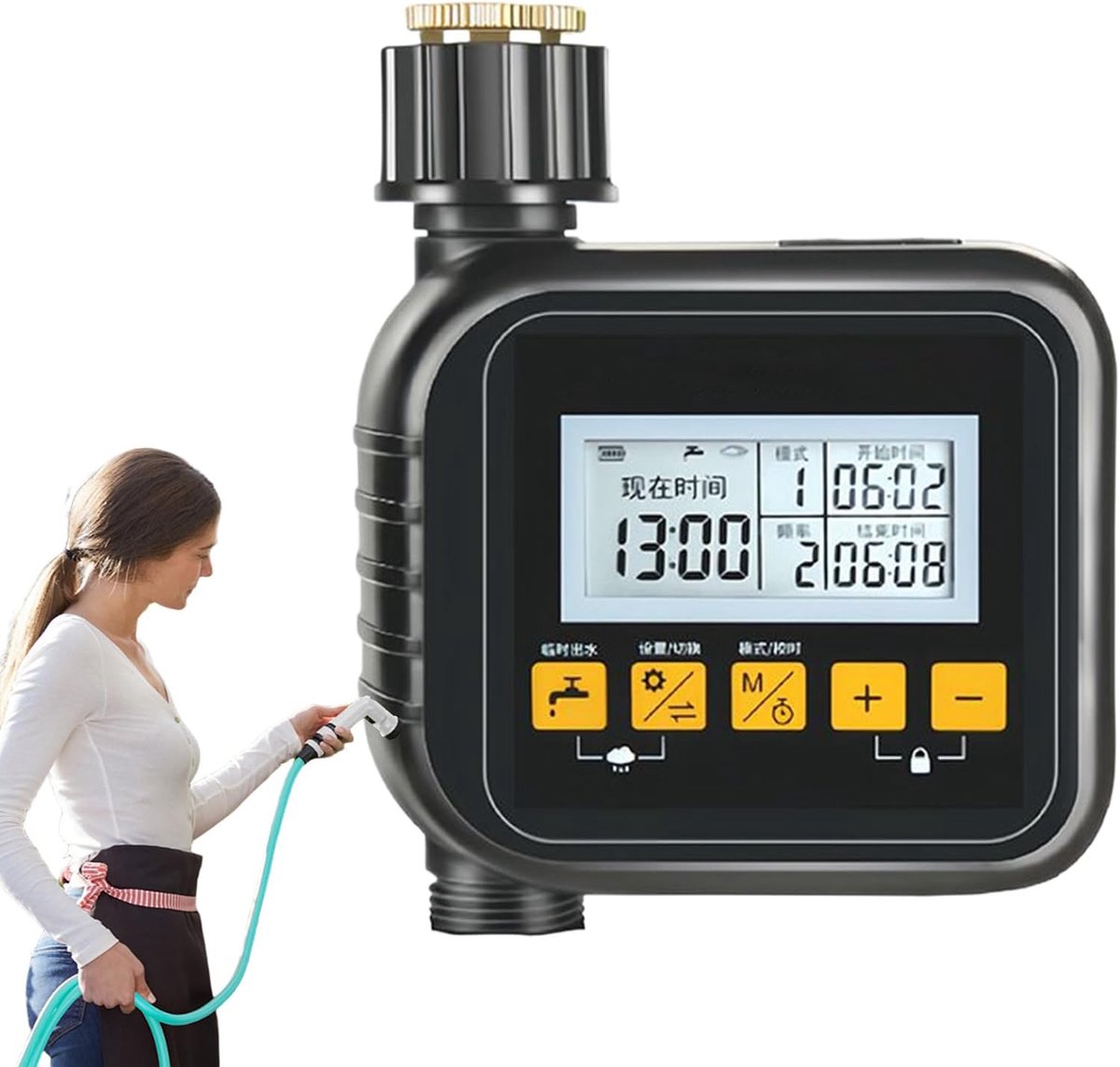 Slimme Tuinslang Timer - Watercomputer Gazonsproeier - Automatisch Tuinwateren - Met Regenvertraging - 15 x 12 x 6 cm - Grijs