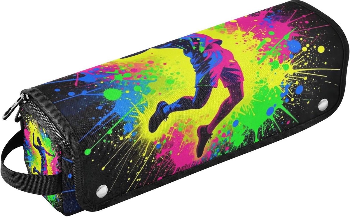 Reistas Haargereedschap - Opbergtas Krultang - Reizen en Thuis - Hittebestendige Mat - 37 cm - Neon Splatter