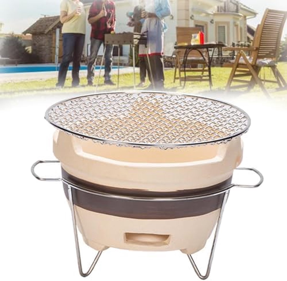 Klei Grill Oven - Houtskool BBQ - Buiten Koken - Geventileerde Asvanger - Compact Ontwerp - Stijl D