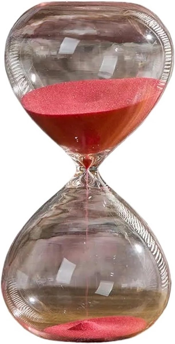 Zandloper Tijdmeting - Zandklok Timer - Effectieve Tijdregistratie - Traditionele Charmante Uitstraling - 60 Minuten - Rood