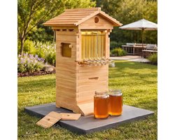 Bijenkorf Set - Imker Kast - Honing Oogsten - Automatisch Extractiesysteem - 71x38x25.5 cm - Natuurlijk Hout