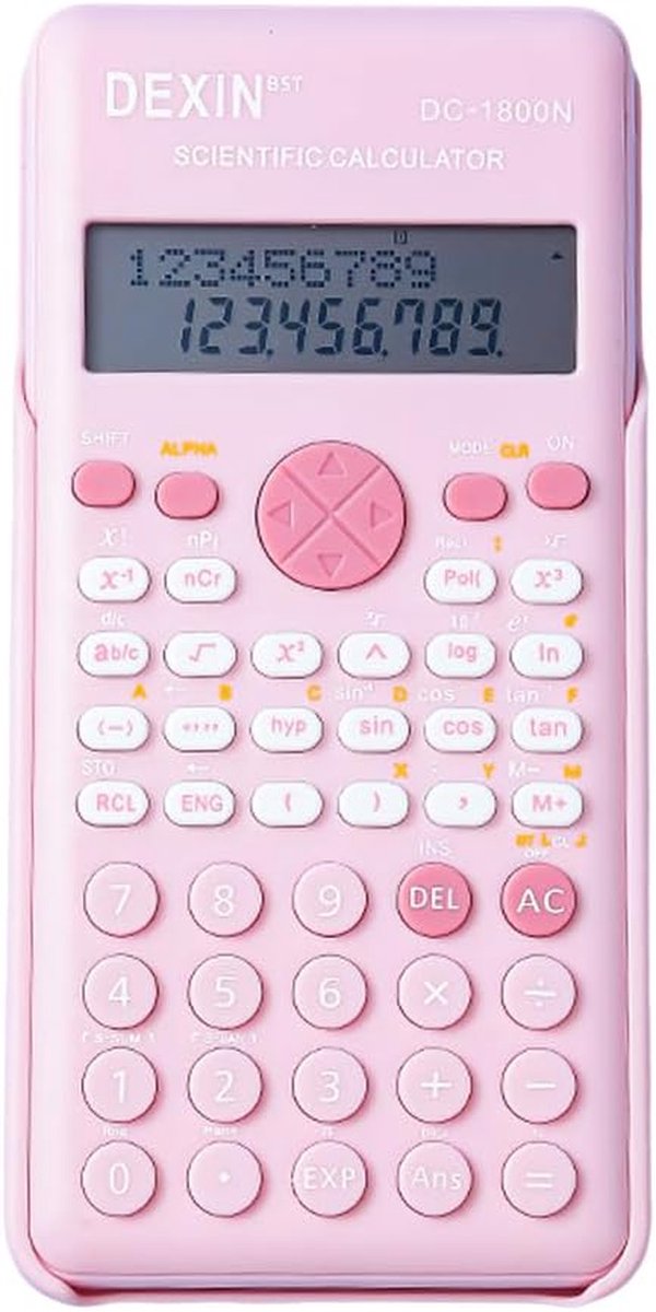 Wetenschappelijke Rekenmachine - Grafische Rekenmachine - Complexe Berekeningen - Dubbele Regel LCD - 17 x 9 x 2 cm - Roze