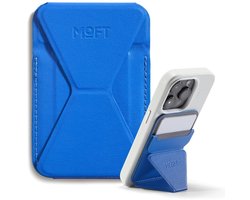 MOFT Snap-On Magnetische Kaarthouder - Wallet Compatibel met MagSafe - Pasjeshouder met Standaard - MOVAS Vegan Leer - Portemonnee 2 Pasjes - Blauw