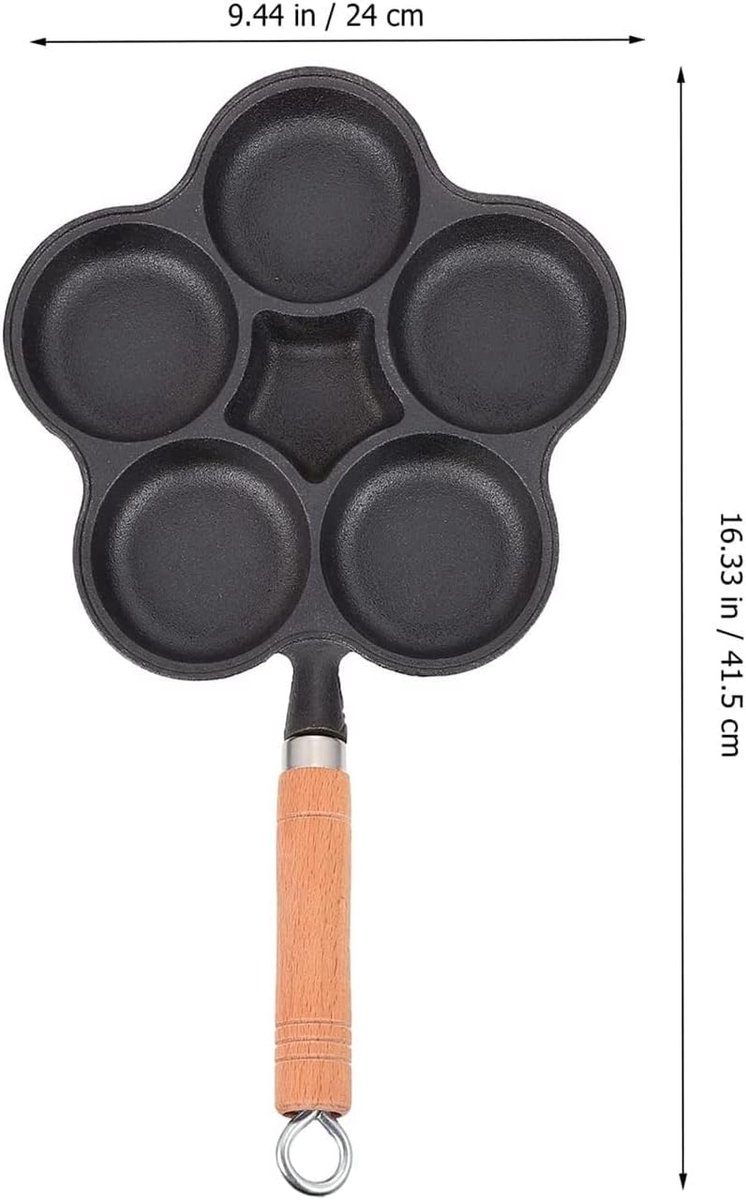 Pannenkoekenpan Vijf Gaten - Omeletpan Bakplaat - Ontbijt Bakken - Non-stick Keramisch - 24 cm - Zwart