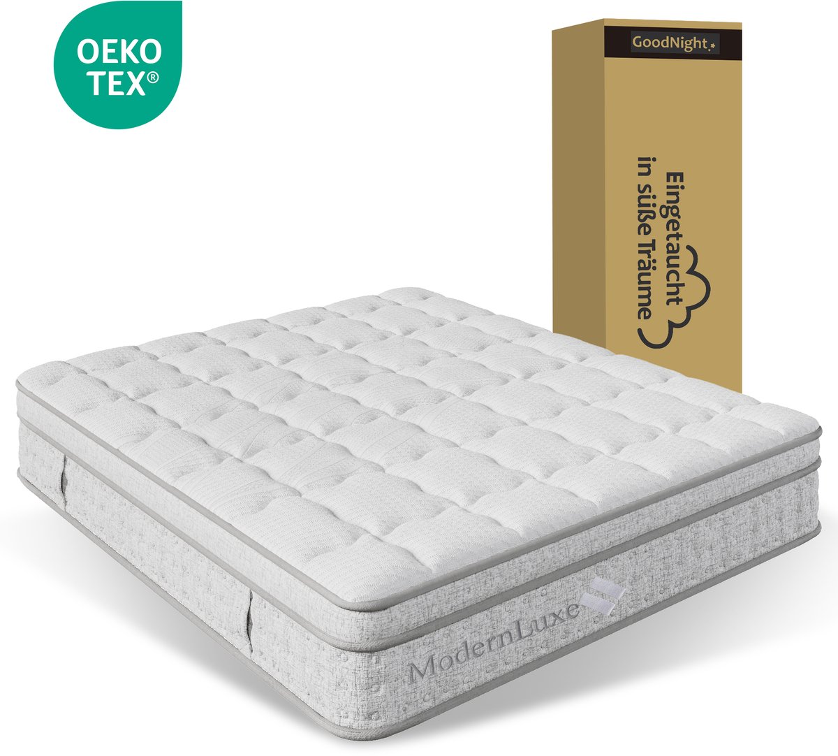 VVBV Pocketvering Matras 180x200 cm - H3, 25 cm Hoog, 7-Zone, Koudschuim, OEKO-TEX, Handgrepen, Gerold & Vacuümverpakt - Ademend Polyester Hoes