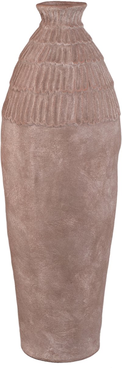 PTMD Venesa Earthy Brown Round Ceramic Vase W Pattern Bruin