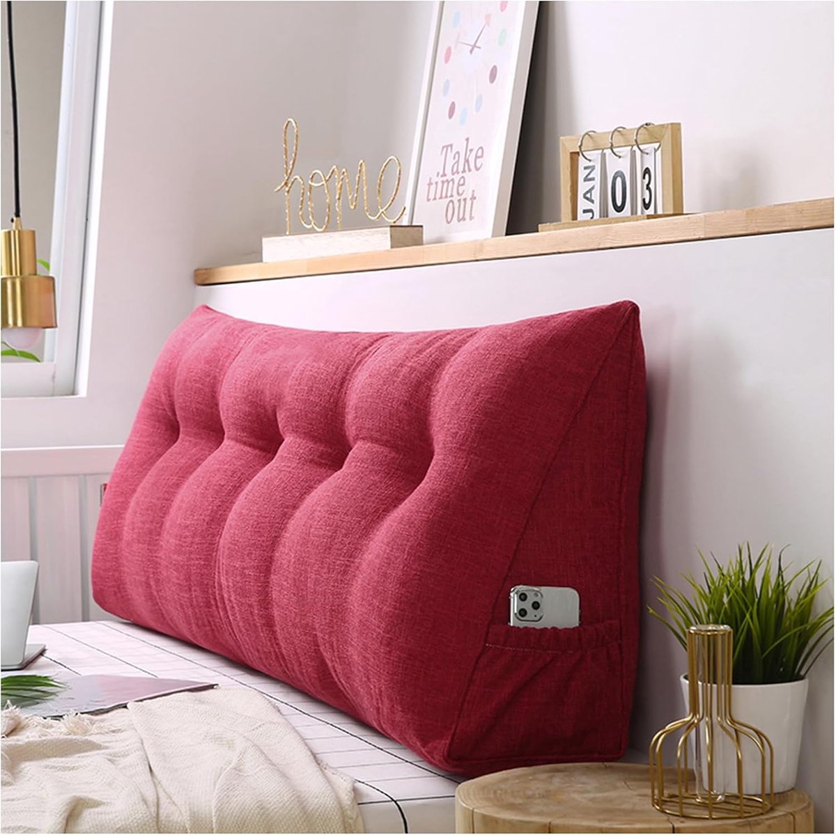 Wigkussen - Leeskussen Bank - Comfortabele Ondersteuning - Afneembare Hoes - 80x50x20cm - Grijs