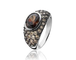 ZINZI zilveren ring bruin ZIR1045C