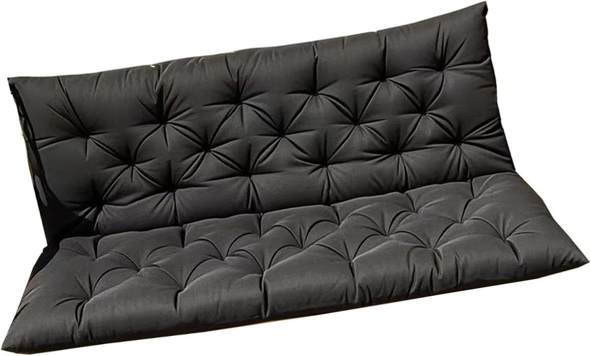 Schommelbank Kussen - Tuinkussen Bank - Buiten Ontspannen - Waterdicht Materiaal - 150x99 cm - Zwart