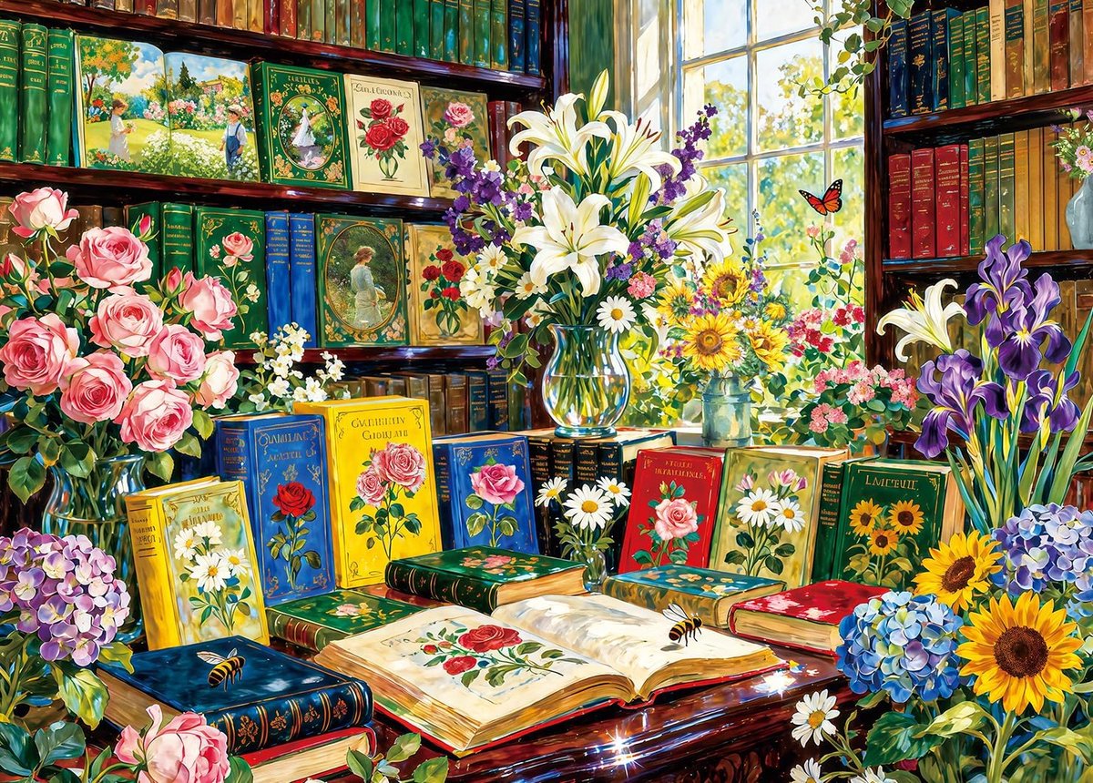 Puzzel 1000 Stukjes - Legpuzzel Volwassenen - Ontspanning Thuis - Niet-verblindende Poster - 70 cm x 50 cm - Vintage Boekenhoek