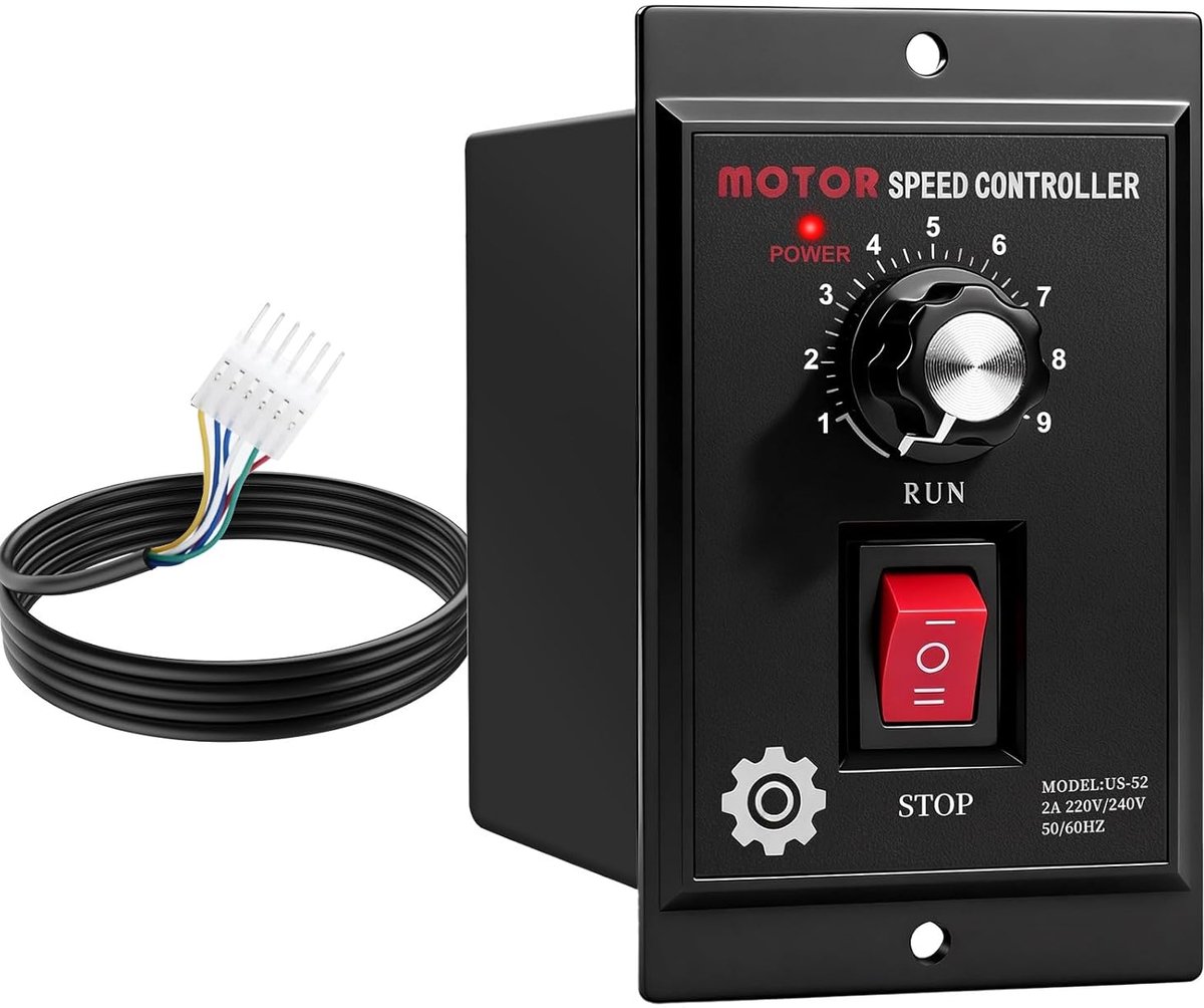 Snelheidsregelaar Motor - Toerentalregelaar Wisselstroom - Motoren Aansturen - Traploze Snelheidsinstelling - 500 W - Zwart