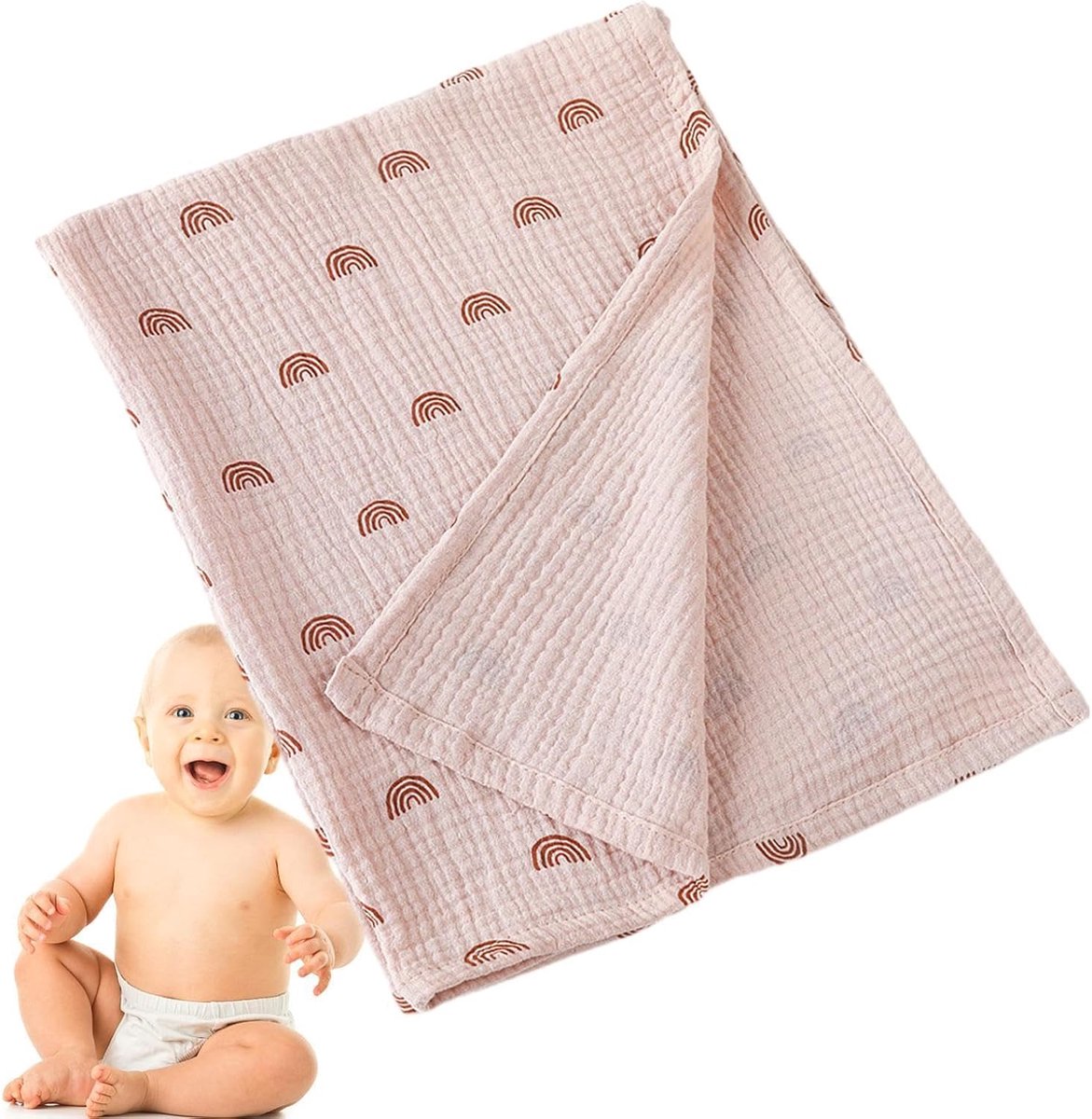 Mousseline Wikkeldeken - Baby Deken Inbakerdoek - Baby Verzorgen - Huidvriendelijk Katoen - 80 x 65 cm - H