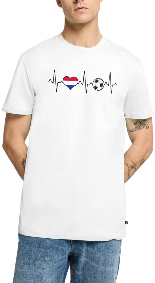 Nederland Voetbal Shirt Voetbal Hartslag Premium T Shirt Heren