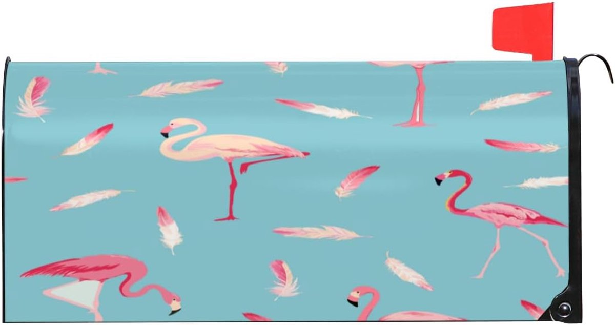 Brievenbus Cover - Postvak Decoratie - Buiten Decoreren - Magnetisch PVC - Groot Formaat - Flamingo Veer