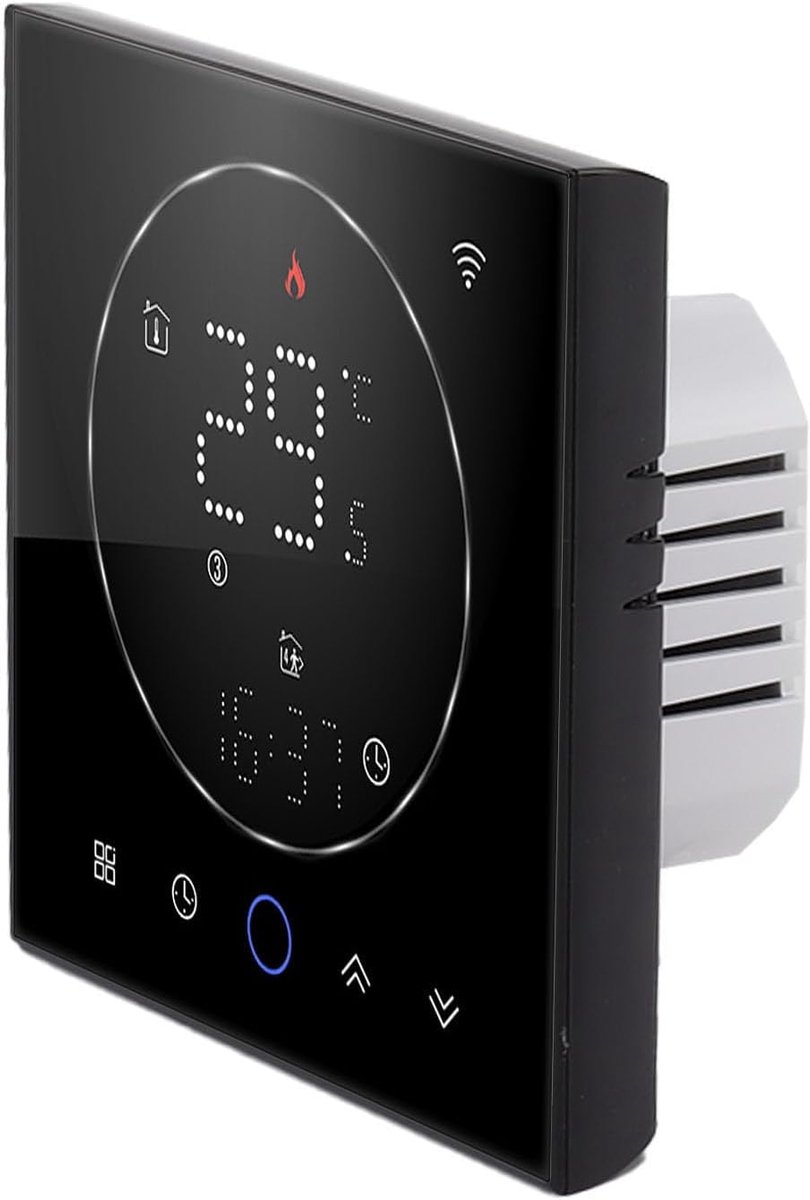 Slimme Thermostaat - Verwarming Regelaar - Energie Besparen - Wekelijkse Programmering - AC95~240V - Zwart