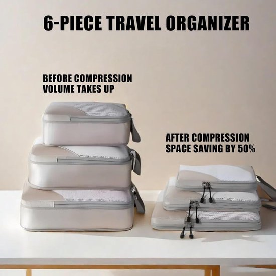 Reis Organizer Set - Bagage Systeem - Efficiënt Inpakken - Compressie Opslag - 6 Delig - Multicolor — afbeelding 3