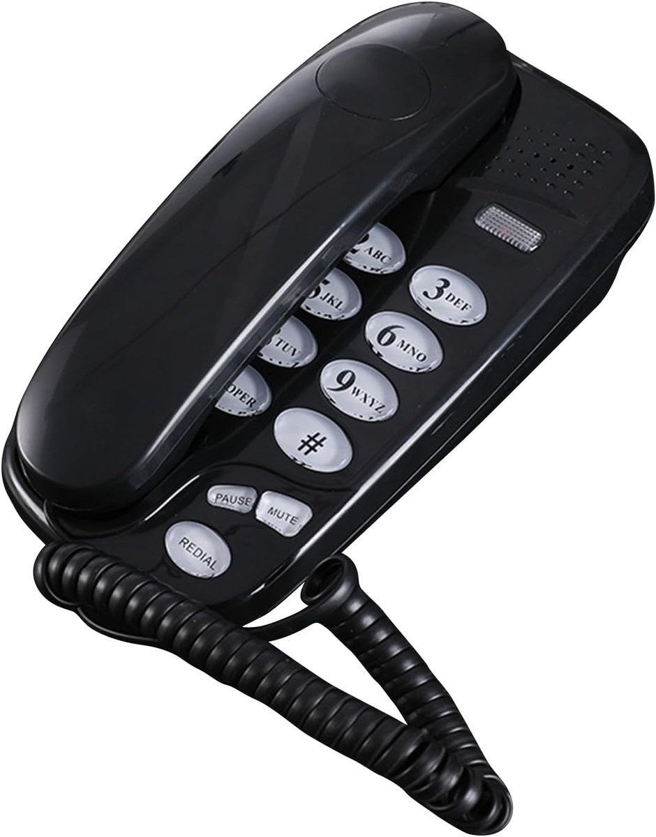 Vaste Telefoon - Grote Knoppen Telefoon - Thuis Bellen - Oproep Licht - Bureau of Muur - Zwart