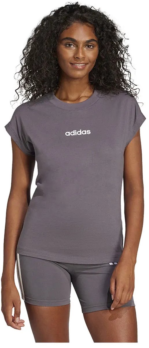 Adidas Essentials Linear Cotton T-shirt Met Korte Mouwen XS Vrouw Grijs