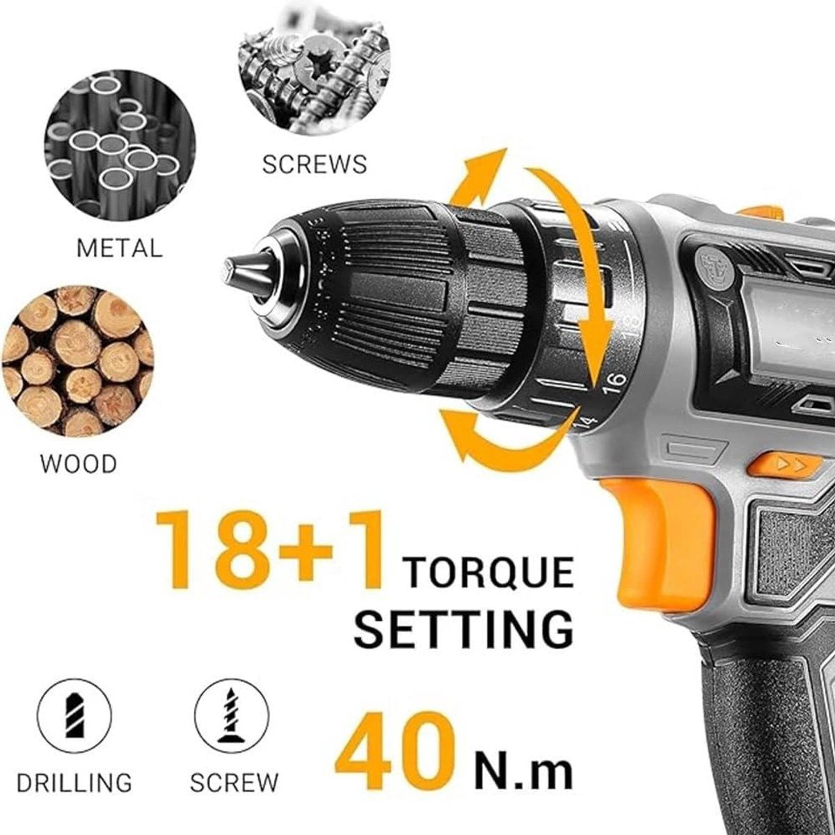Accuboormachine Set - Boormachine Kit - Klusjes in Huis - Ergonomische Handgrepen - 20V - Niet gespecificeerd