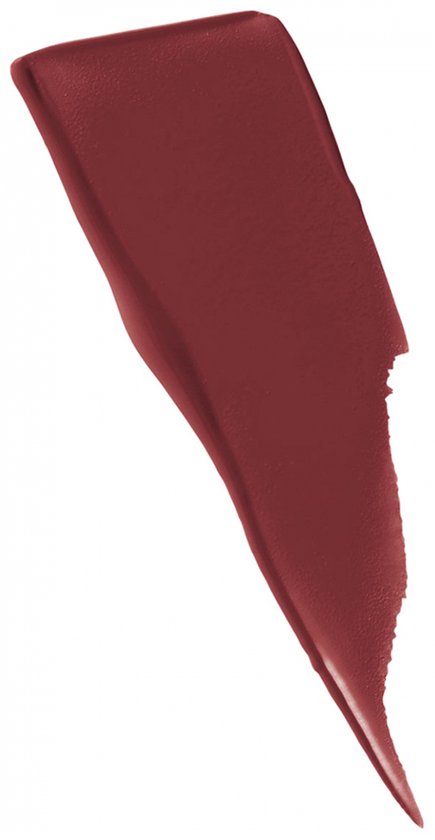 Veeg van matte roodbruine lippenstift.