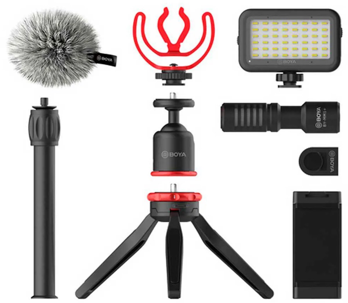 BOYA BY-VG330 Tripod - Voor Smartphone-/Actiecamera - 3 poot/poten - Zwart Rood