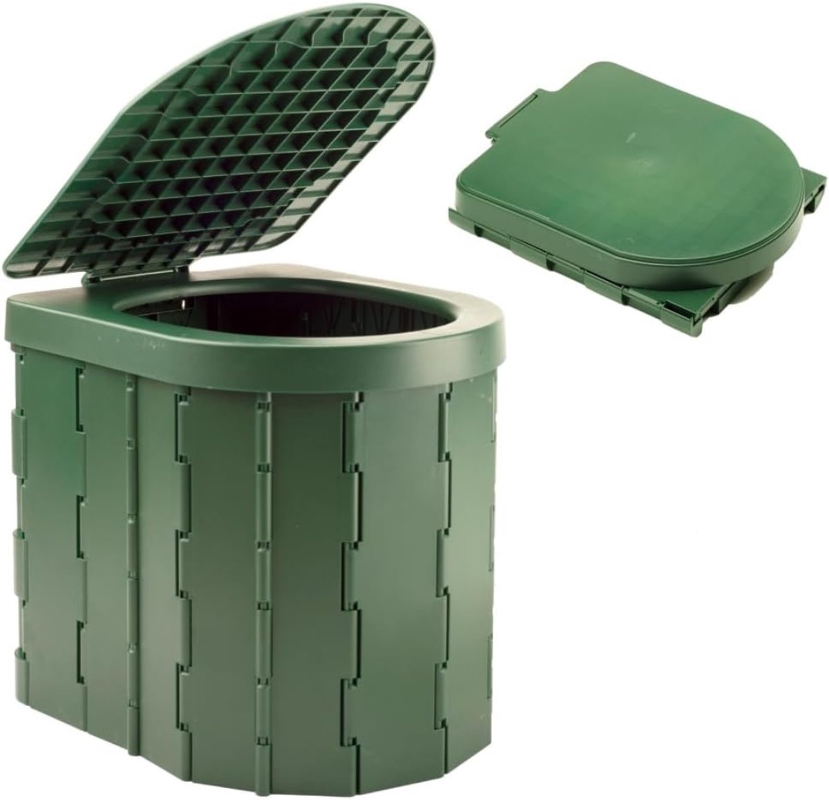 QIN® Camping Toilet - Draagbaar Toilet - Toiletemmer Met Deksel - Groen - 29cm x 27cm x 31cm