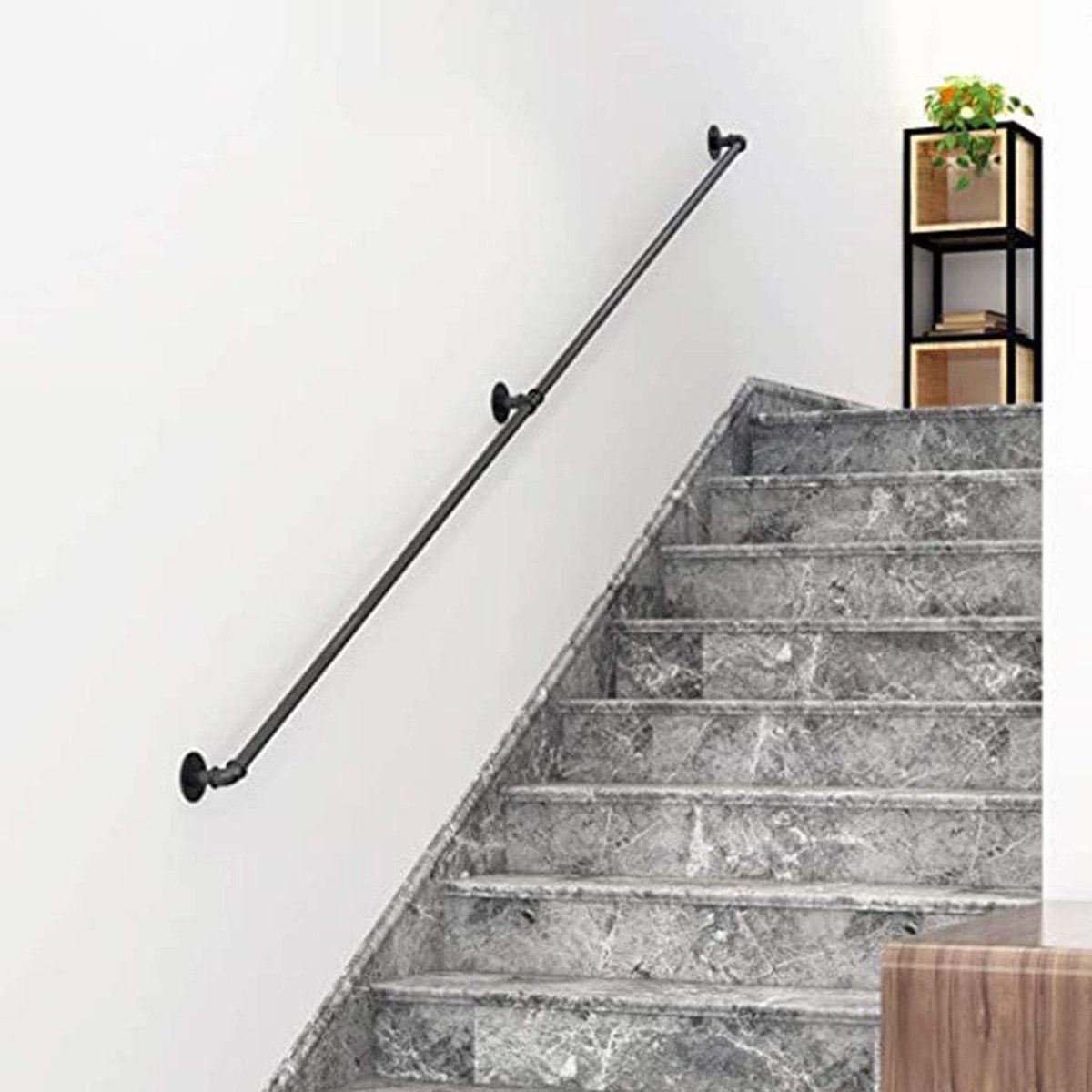 Antislip trap leuning - Stevig handvat - Veilig traplopen - Roestwerende coating - 25 cm tot 600 cm - Zwart