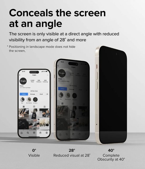 Ringke Apple iPhone 15 Plus Protecteur d'écran Confidentialité Tempered Glass 9H