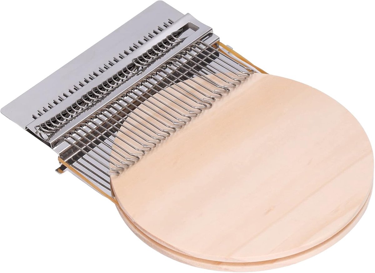 Mini stopmachine - Brei-weefgereedschap - Kleding repareren - Creatieve patronen - 15 x 15 x 3 cm - Natuurlijk hout