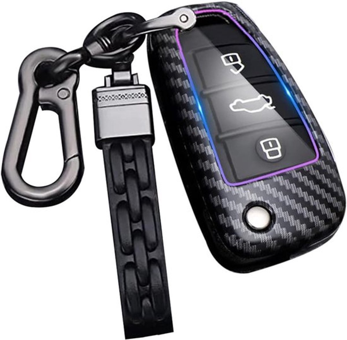 Beschermende Sleutelhoes voor Audi A1 A3 A4 A5 A6 A7 Q3 Q5 Q7 TT - Carbon Fiber Zwart, Duurzaam en Stijlvol Accessoire